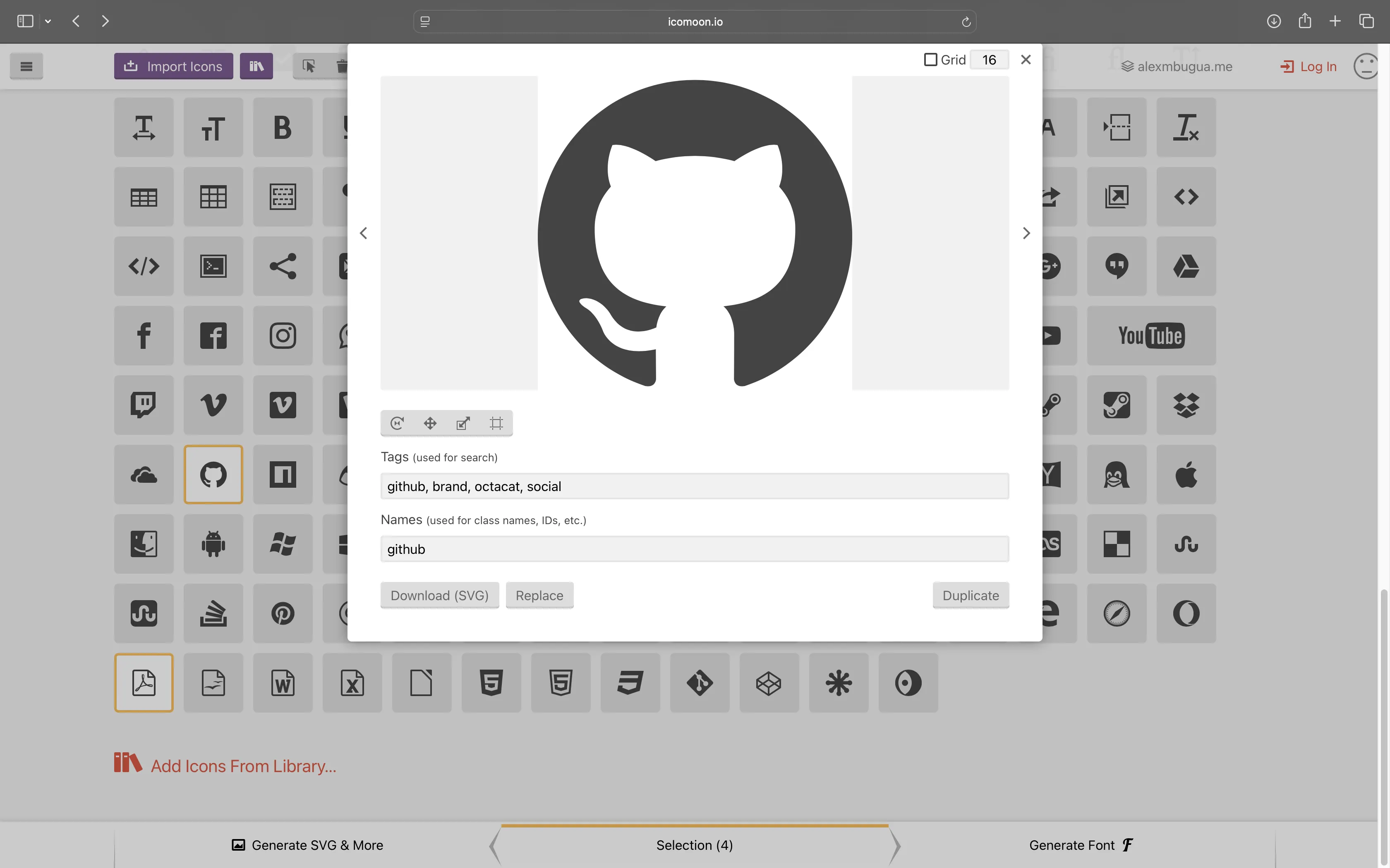 Edit Icon Toolbox Modal