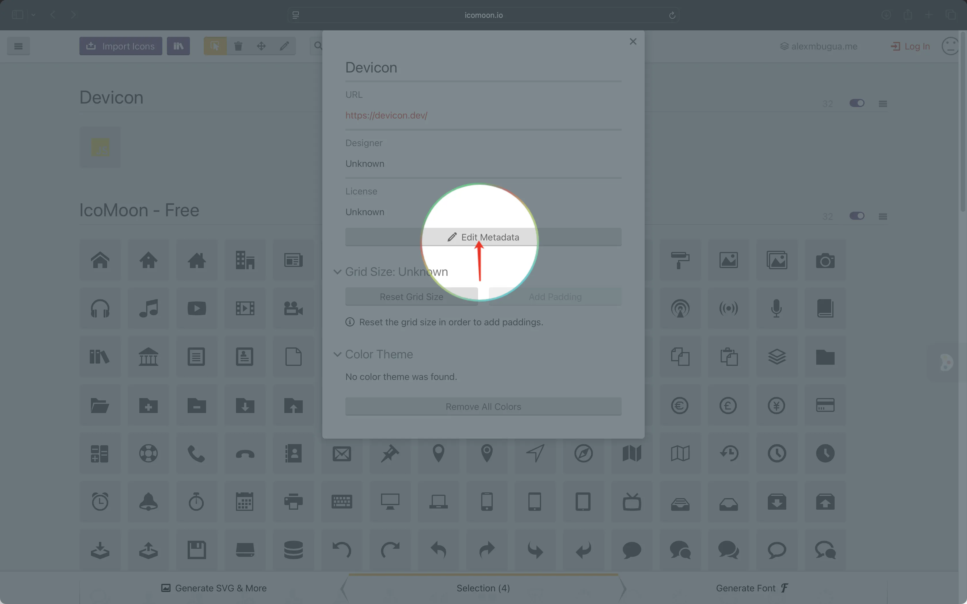Edit Icon Set Metadata
