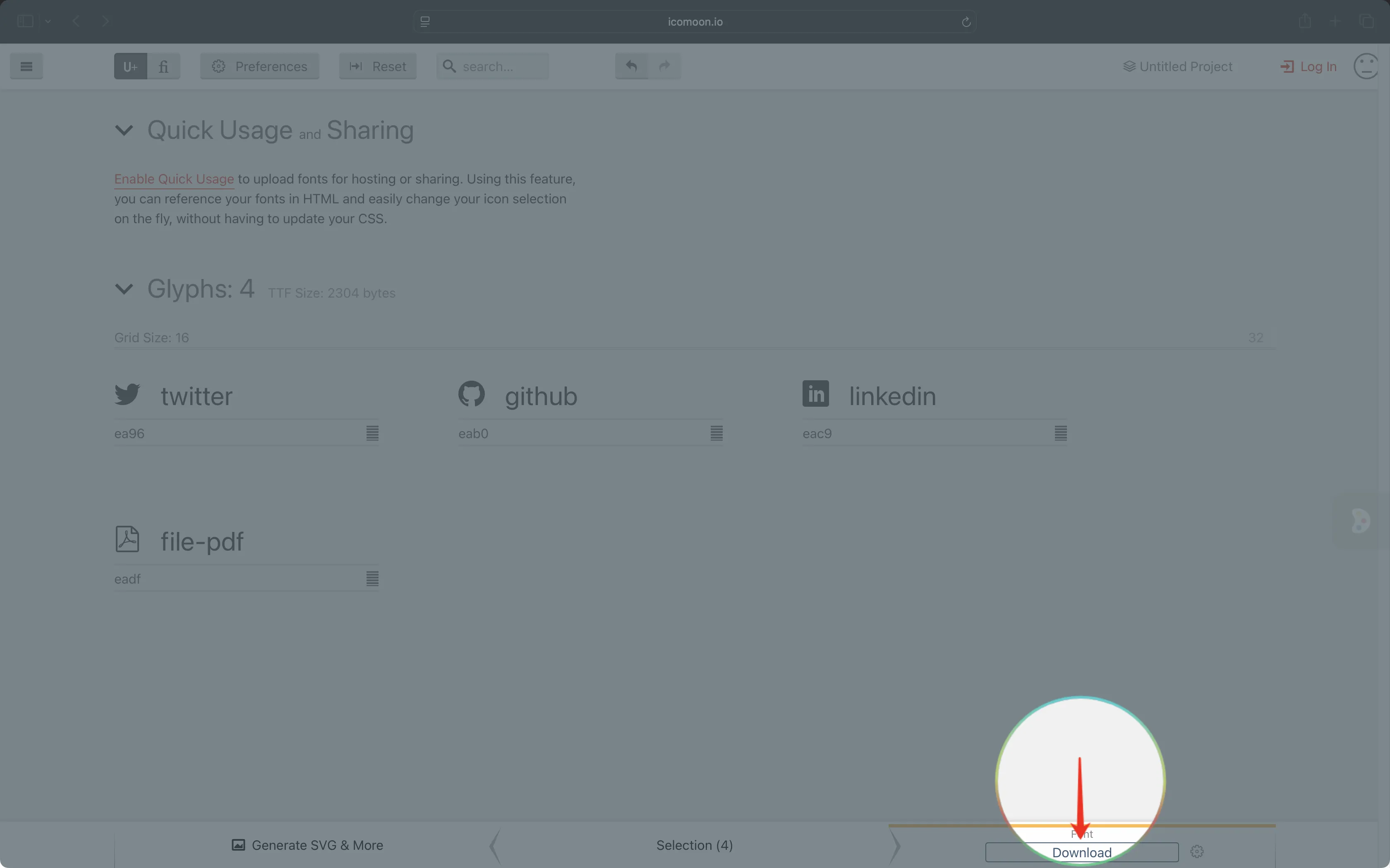 Font Generator screen