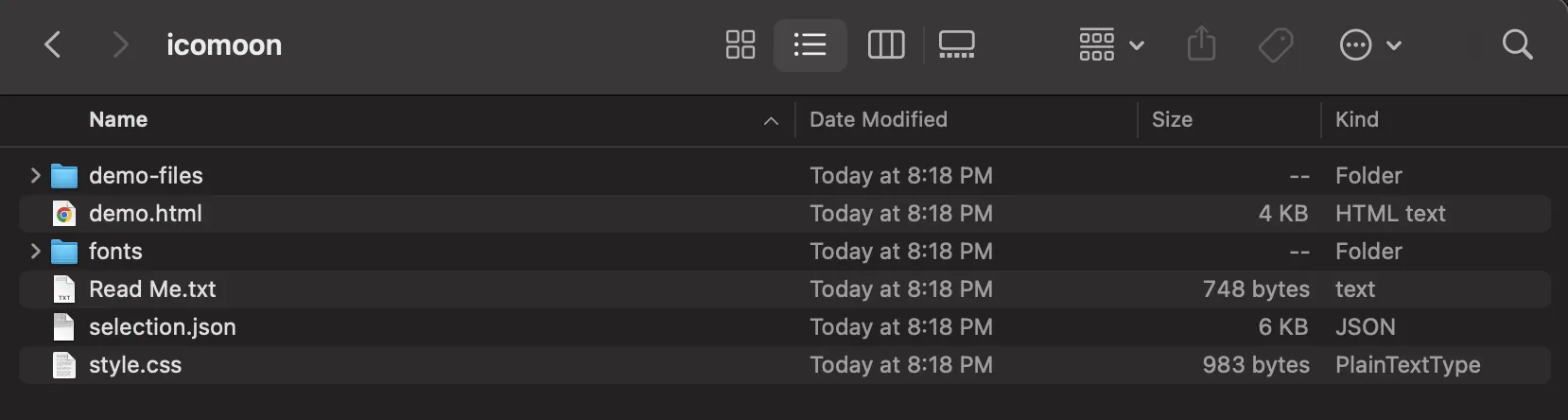 Downloaded ZIP Contents